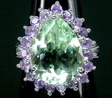 Кольцо с празиолитом и аметистами Серебро 925