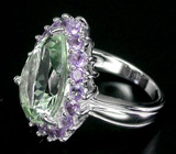 Кольцо с празиолитом и аметистами Серебро 925