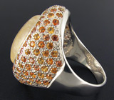 Кольцо с рутиловым кварцем, золотистыми сапфирами и аметистом Серебро 925