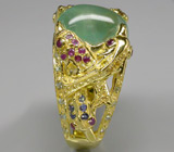 Кольцо из коллекции "Mia" с пренитом и разноцветными сапфирами Серебро 925