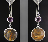 Серьги из коллекции "Ocean Dreams" с рутиловым кварцем и аметистами Серебро 925