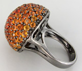 Высокое кольцо с оранжевыми сапфирами Серебро 925