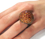 Высокое кольцо с оранжевыми сапфирами Серебро 925