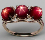 Кольцо из коллекции "Mia" со звездчатыми и пурпурными сапфирами Серебро 925