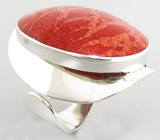 Массивное кольцо с кораллом Серебро 925