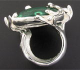 Кольцо с малахитом и зеленым сапфиром Серебро 925