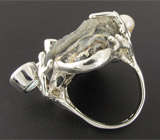 Кольцо с друзой агата, топазами и жемчужиной Серебро 925