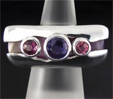 Кольцо с иолитом, пурпурными шпинелями и агатом Серебро 925
