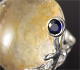 Кольцо с дендритическим кварцем и синими сапфирами Серебро 925
