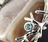Кольцо с друзой агата, топазами и лабрадоритом Серебро 925