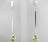 Элегантные серьги с перидотами Серебро 925