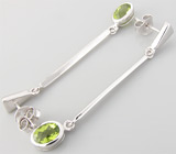 Элегантные серьги с перидотами Серебро 925