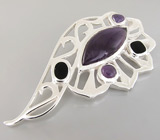 Кулон из коллекции "Ocean Dreams" со сливовыми аметистами и ониксом Серебро 925