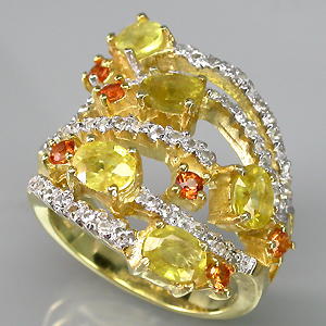 Кольцо из коллекции "Mia" с сапфирами и бесцветными топазами