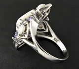 Кольцо с белыми solid опалами и танзанитами Серебро 925