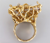 Массивное кольцо с пузырчатым жемчугом и брилилантами Золото