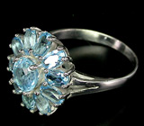 Замечательное кольцо с голубыми топазами Серебро 925