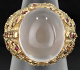 Кольцо из коллекции "Mia" с розовым кварцем, гранатами и разноцветными сапфирами Серебро 925