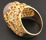 Кольцо из коллекции "Mia" с розовым кварцем, гранатами и разноцветными сапфирами Серебро 925