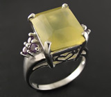 Кольцо с ярко-желтым мексиканским опалом и аметистами Серебро 925