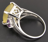 Кольцо с ярко-желтым мексиканским опалом и аметистами Серебро 925