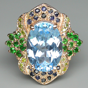 Кольцо из коллекции "Mia" с топазом, цаворитами, сапфирами и желтыми бриллиантами