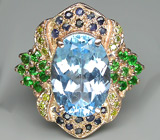 Кольцо из коллекции "Mia" с топазом, цаворитами, сапфирами и желтыми бриллиантами Серебро 925