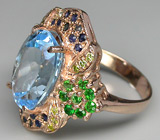 Кольцо из коллекции "Mia" с топазом, цаворитами, сапфирами и желтыми бриллиантами Серебро 925