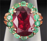 Кольцо из коллекции "Mia" с крупным сапфиром и изумрудами Серебро 925