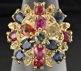 Кольцо из коллекции "Mia" с разноцветными сапфирами и рубинами Серебро 925