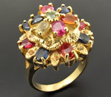 Кольцо из коллекции "Mia" с разноцветными сапфирами и рубинами Серебро 925