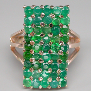 Кольцо из коллекции "Mia" с зелеными агатами