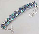 Браслет с кианитами и голубыми топазами Серебро 925