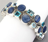 Браслет с кианитами и голубыми топазами Серебро 925