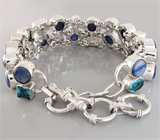 Браслет с кианитами и голубыми топазами Серебро 925