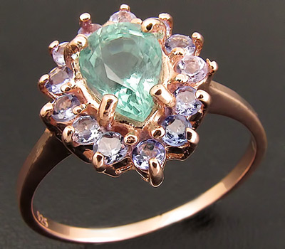 Кольцо из коллекции "Mia" с апатитом и танзанитами