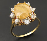 Кольцо из коллекции "Mia" с мексиканским опалом, бесцветными цирконами и гранатами Серебро 925