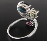 Элегантное кольцо с топазом, розовым и зеленым сапфирами Серебро 925