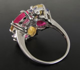 Кольцо с сапфирами, танзанитами и желтым цирконом Серебро 925