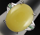 Кольцо с мексиканским опалом и цаворитами гранатами Серебро 925