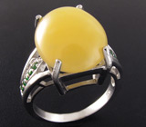 Кольцо с мексиканским опалом и цаворитами гранатами Серебро 925