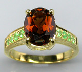 Кольцо из коллекции "Mia" с империал топазом и цаворитами Серебро 925