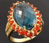 Кольцо из коллекции "Mia" с топазом, корнелианами и перидотами Серебро 925