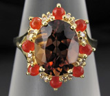 Кольцо из коллекции "Mia" с империал топазом и корнелианами Серебро 925