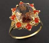 Кольцо из коллекции "Mia" с империал топазом и корнелианами Серебро 925