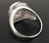 Кольцо с розовым кварцем и оранжевыми гранатами Серебро 925