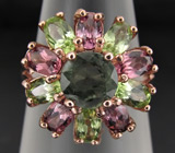 Кольцо из коллекции "Mia" с сапфиром, турмалинами и перидотами Серебро 925