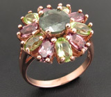 Кольцо из коллекции "Mia" с сапфиром, турмалинами и перидотами Серебро 925