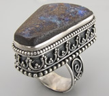 Высокое массивное кольцо с болдер опалом Серебро 925