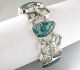 Браслет с хризоколлой и зелеными аметистами Серебро 925